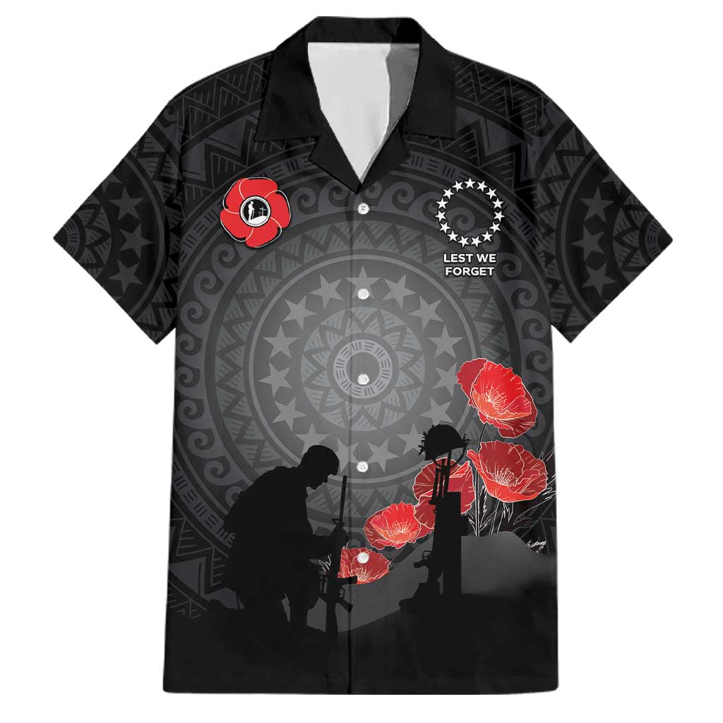 Cook Islands ANZAC Day Family Matching Off The Shoulder Long Sleeve Dress and Hawaiian Shirt Soldier Silhouette Remembrance