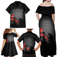 Cook Islands ANZAC Day Family Matching Off Shoulder Maxi Dress and Hawaiian Shirt Soldier Silhouette Remembrance