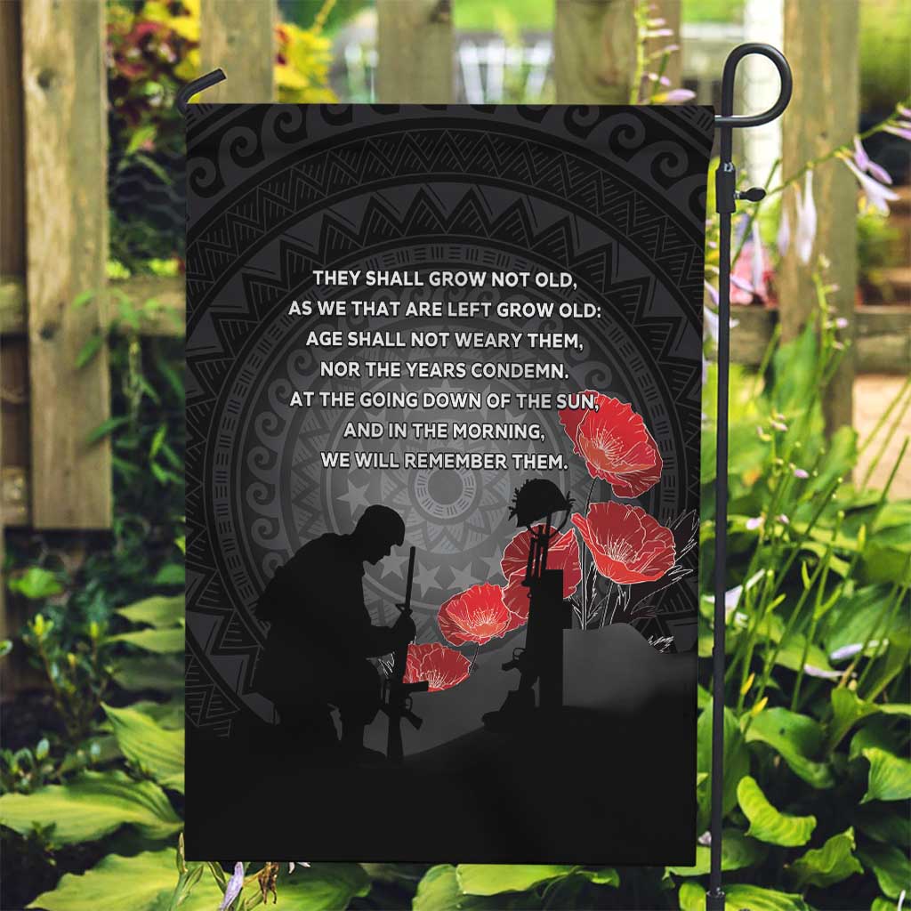 Cook Islands ANZAC Day Garden Flag Soldier Silhouette Remembrance LT05 Garden Flag Black - Polynesian Pride