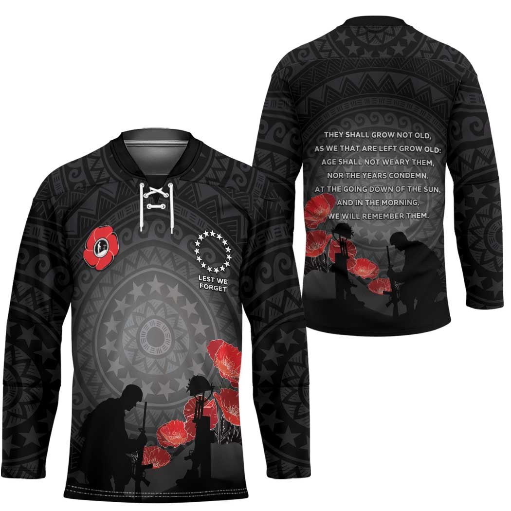 Cook Islands ANZAC Day Hockey Jersey Soldier Silhouette Remembrance LT05 - Polynesian Pride