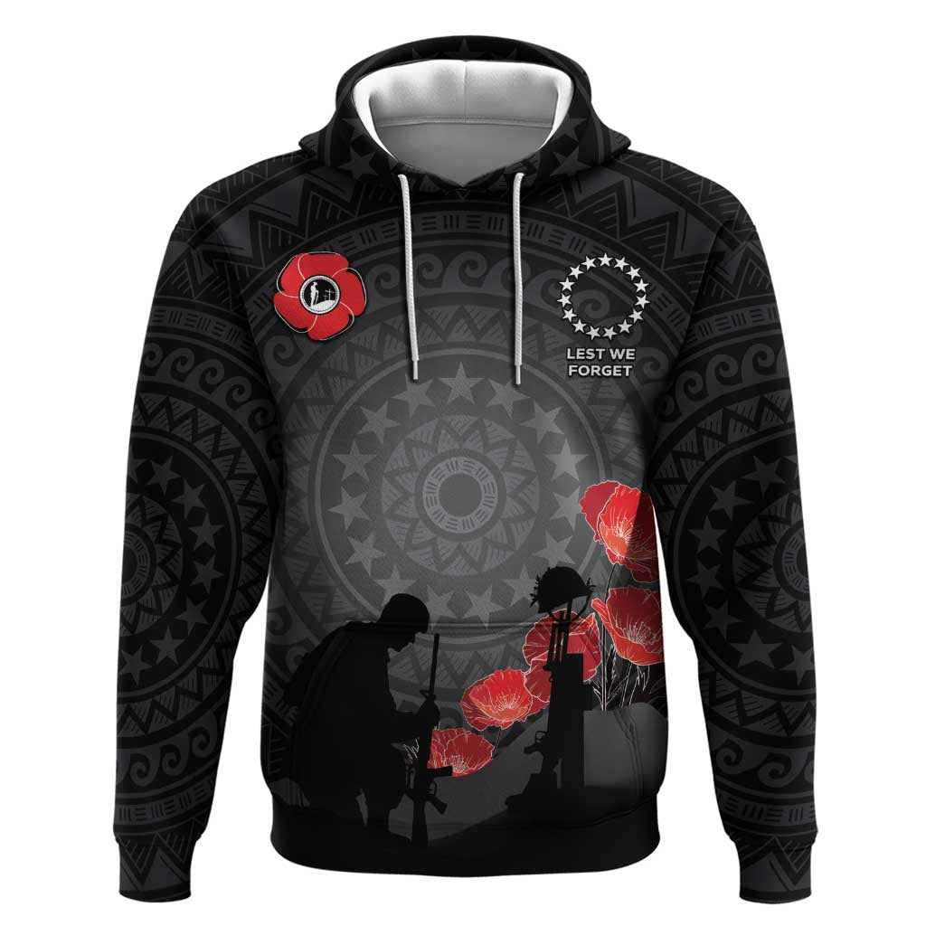 Cook Islands ANZAC Day Hoodie Soldier Silhouette Remembrance LT05 Pullover Hoodie Black - Polynesian Pride