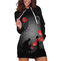 Cook Islands ANZAC Day Hoodie Dress Soldier Silhouette Remembrance LT05 Black - Polynesian Pride