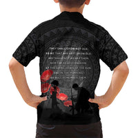 Cook Islands ANZAC Day Kid Hawaiian Shirt Soldier Silhouette Remembrance