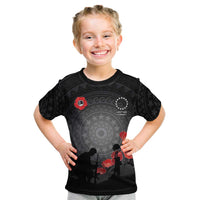 Cook Islands ANZAC Day Kid T Shirt Soldier Silhouette Remembrance LT05 Black - Polynesian Pride