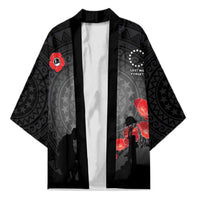 Cook Islands ANZAC Day Kimono Soldier Silhouette Remembrance LT05 Unisex Black - Polynesian Pride