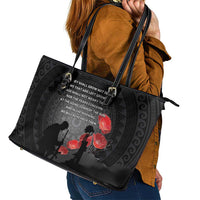 Cook Islands ANZAC Day Leather Tote Bag Soldier Silhouette Remembrance LT05 - Polynesian Pride