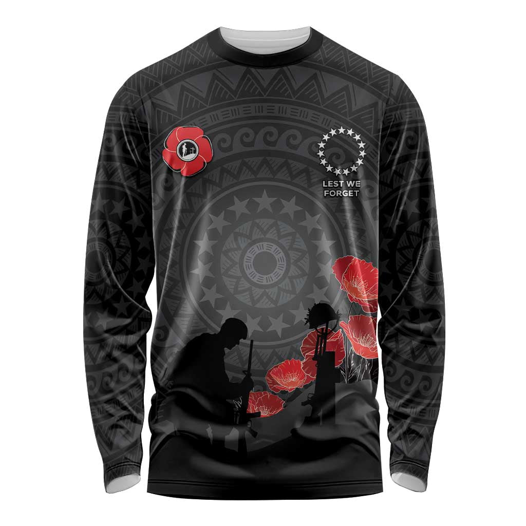 Cook Islands ANZAC Day Long Sleeve Shirt Soldier Silhouette Remembrance