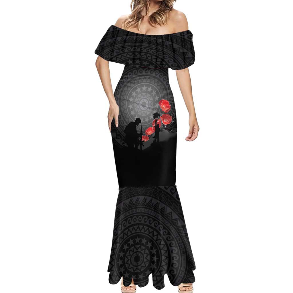 Cook Islands ANZAC Day Mermaid Dress Soldier Silhouette Remembrance LT05 - Polynesian Pride