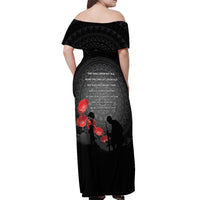 Cook Islands ANZAC Day Off Shoulder Maxi Dress Soldier Silhouette Remembrance LT05 - Polynesian Pride