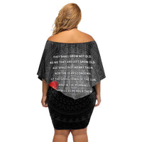 Cook Islands ANZAC Day Off Shoulder Short Dress Soldier Silhouette Remembrance LT05 - Polynesian Pride