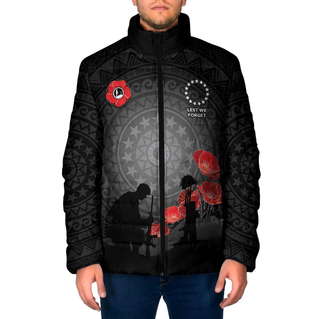 Cook Islands ANZAC Day Padded Jacket Soldier Silhouette Remembrance