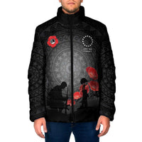 Cook Islands ANZAC Day Padded Jacket Soldier Silhouette Remembrance