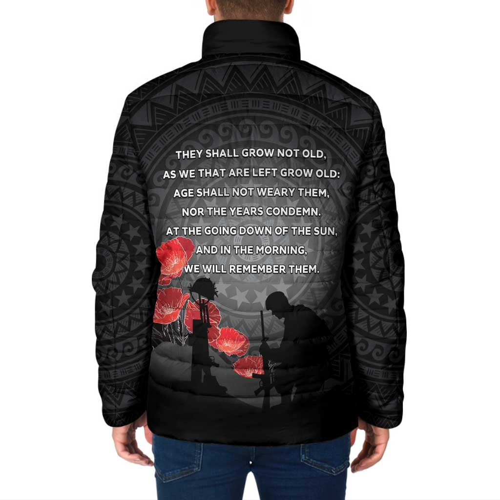 Cook Islands ANZAC Day Padded Jacket Soldier Silhouette Remembrance