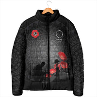 Cook Islands ANZAC Day Padded Jacket Soldier Silhouette Remembrance