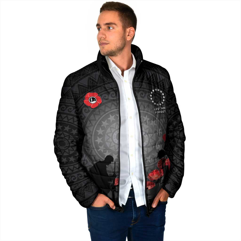 Cook Islands ANZAC Day Padded Jacket Soldier Silhouette Remembrance
