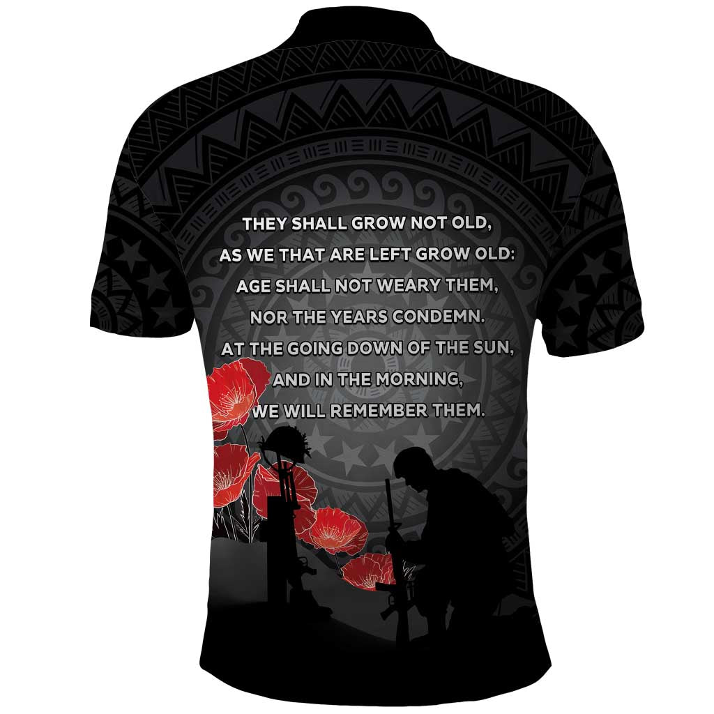 Cook Islands ANZAC Day Polo Shirt Soldier Silhouette Remembrance LT05 - Polynesian Pride