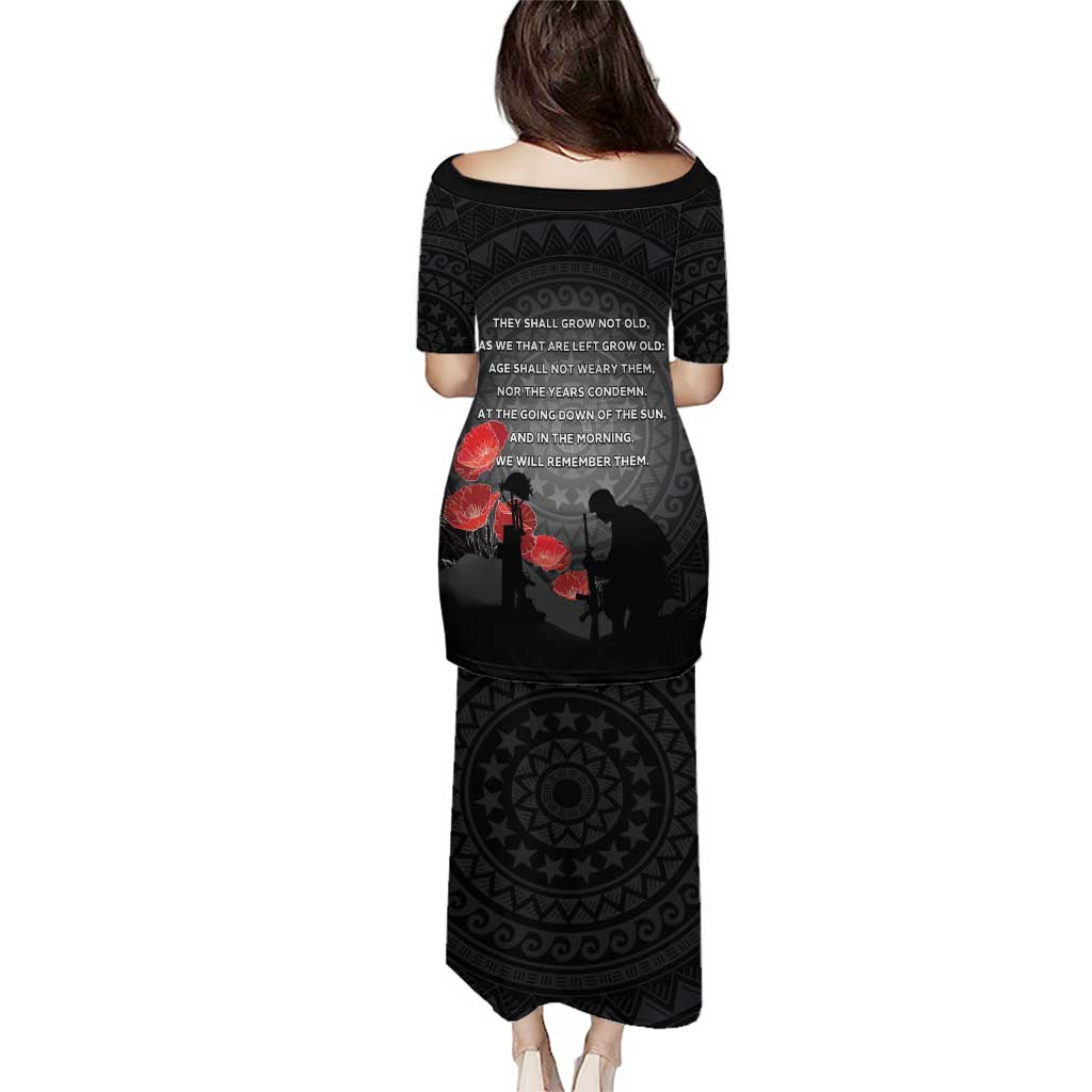 Cook Islands ANZAC Day Puletasi Soldier Silhouette Remembrance