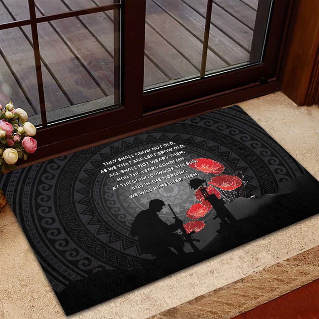 Cook Islands ANZAC Day Rubber Doormat Soldier Silhouette Remembrance LT05 - Polynesian Pride