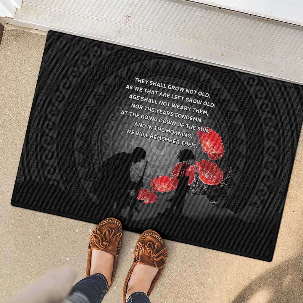 Cook Islands ANZAC Day Rubber Doormat Soldier Silhouette Remembrance LT05 - Polynesian Pride