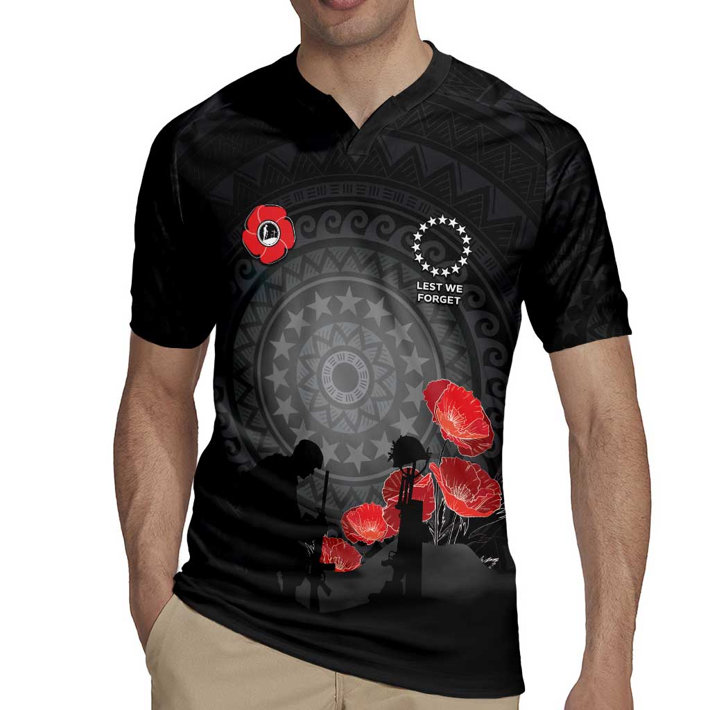 Cook Islands ANZAC Day Rugby Jersey Soldier Silhouette Remembrance LT05 - Polynesian Pride