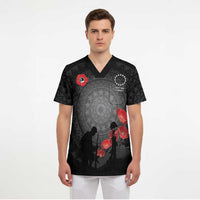 Cook Islands ANZAC Day Scrub Top Soldier Silhouette Remembrance LT05 - Polynesian Pride