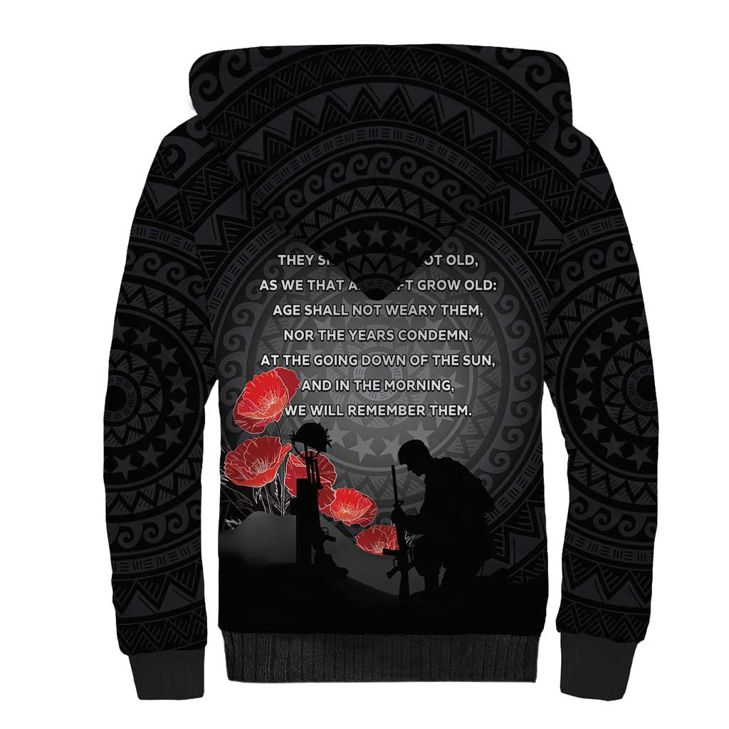 Cook Islands ANZAC Day Sherpa Hoodie Soldier Silhouette Remembrance LT05 - Polynesian Pride