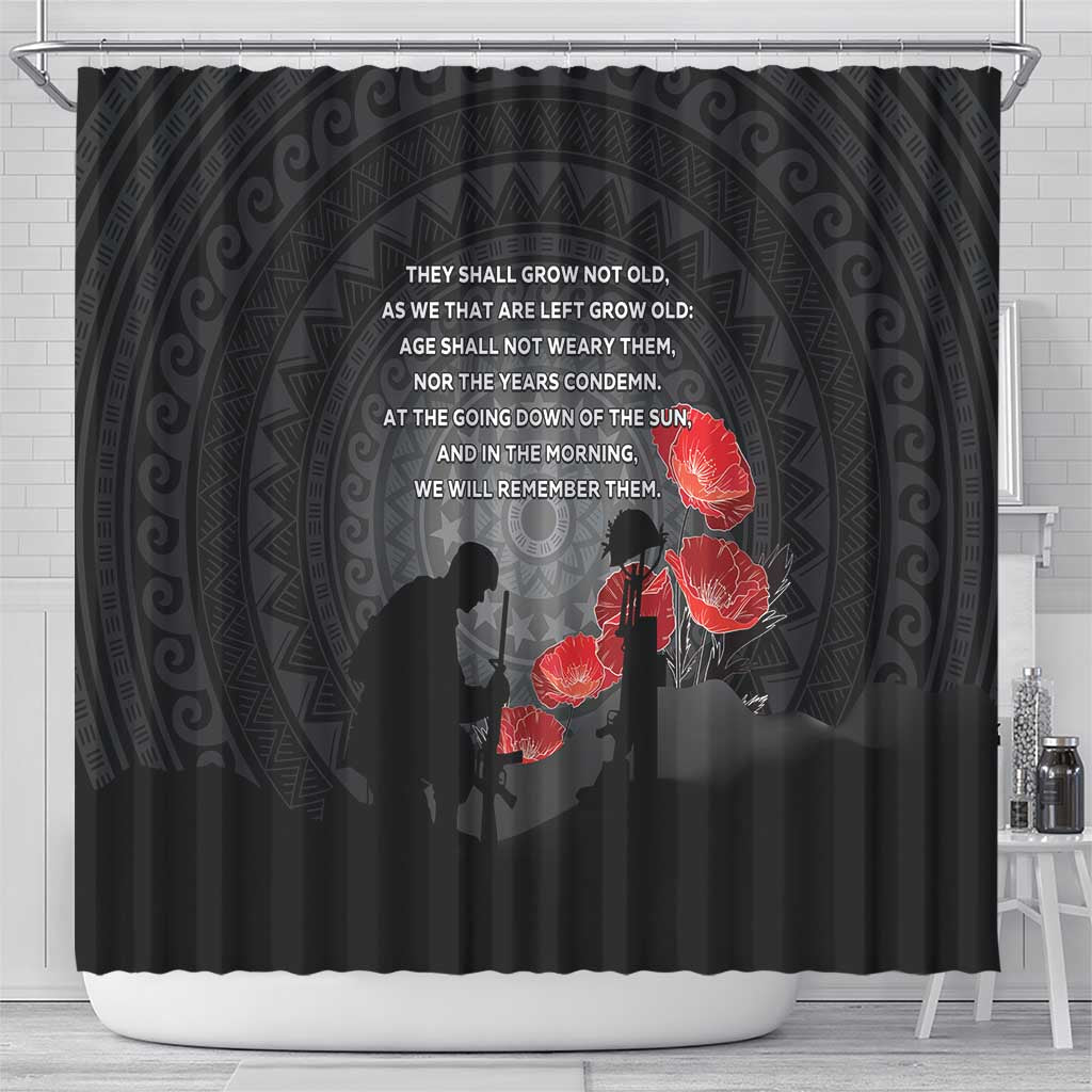 Cook Islands ANZAC Day Shower Curtain Soldier Silhouette Remembrance LT05 - Polynesian Pride