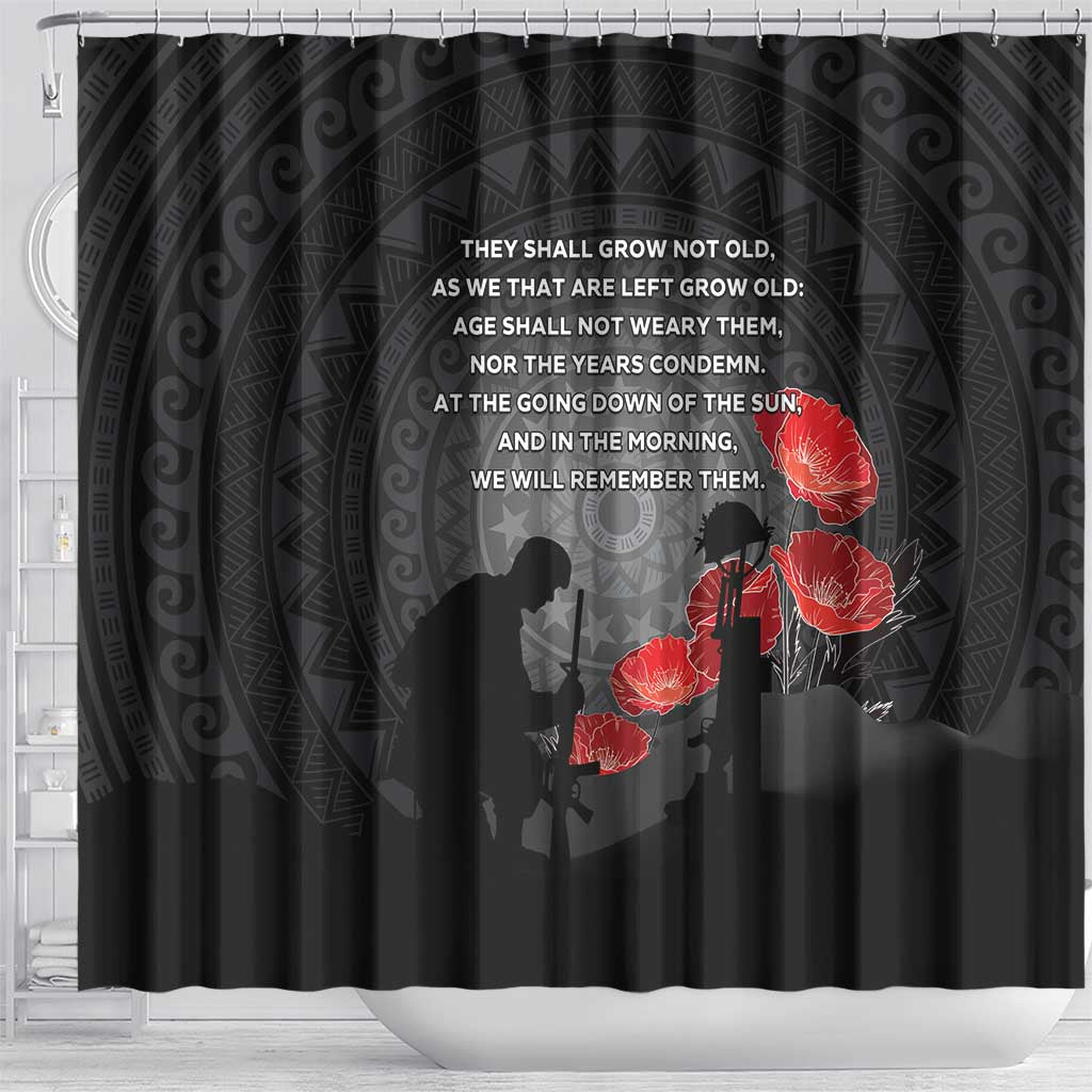 Cook Islands ANZAC Day Shower Curtain Soldier Silhouette Remembrance LT05 - Polynesian Pride