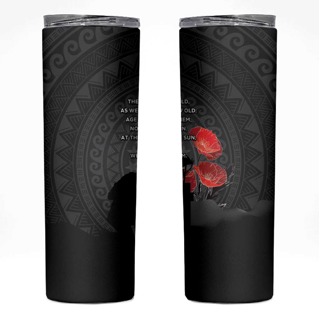 Cook Islands ANZAC Day Skinny Tumbler Soldier Silhouette Remembrance LT05 Black - Polynesian Pride