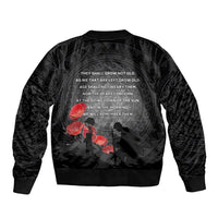 Cook Islands ANZAC Day Sleeve Zip Bomber Jacket Soldier Silhouette Remembrance LT05 - Polynesian Pride