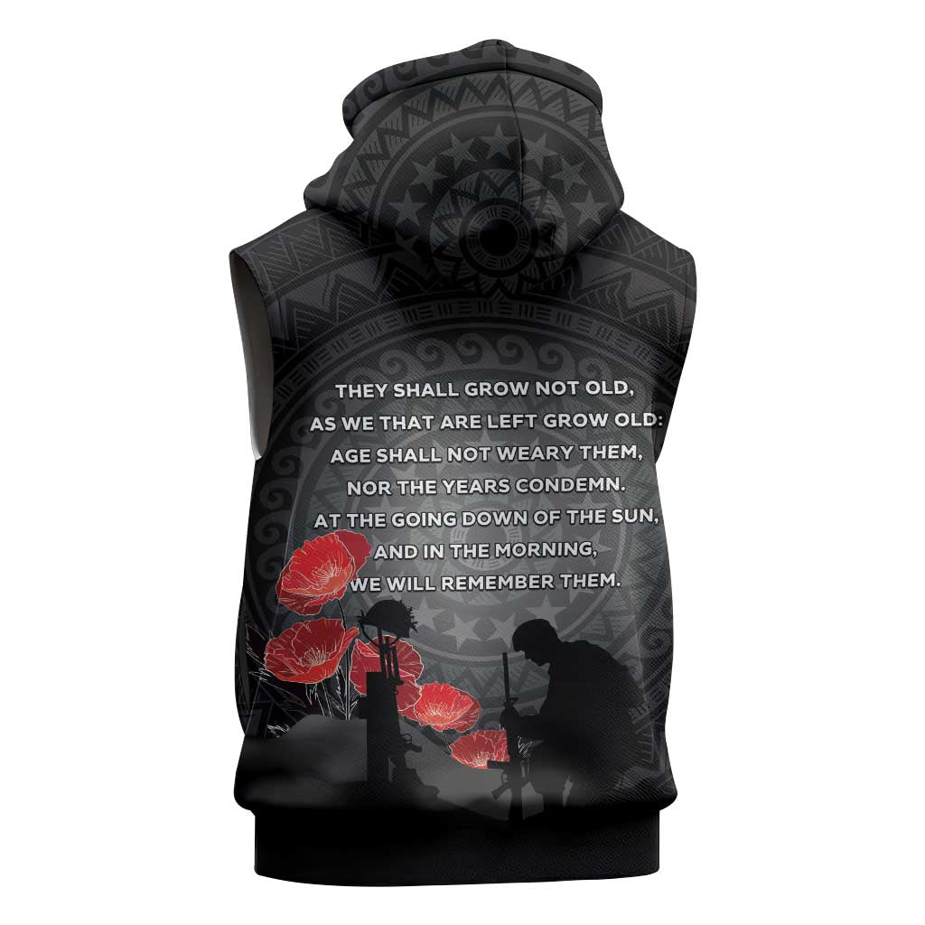 Cook Islands ANZAC Day Sleeveless Zip Hoodie Soldier Silhouette Remembrance LT05 - Polynesian Pride