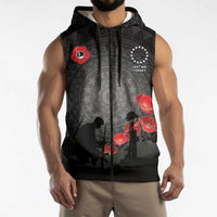 Cook Islands ANZAC Day Sleeveless Zip Hoodie Soldier Silhouette Remembrance LT05 - Polynesian Pride