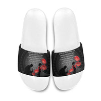 Cook Islands ANZAC Day Slide Sandals Soldier Silhouette Remembrance LT05 Black - Polynesian Pride