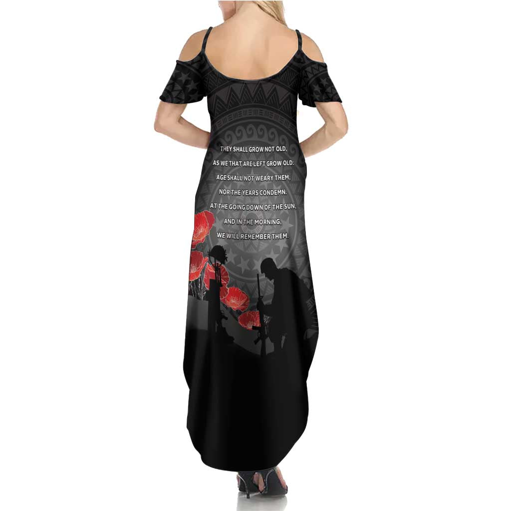 Cook Islands ANZAC Day Summer Maxi Dress Soldier Silhouette Remembrance