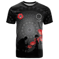 Cook Islands ANZAC Day T Shirt Soldier Silhouette Remembrance LT05 Black - Polynesian Pride