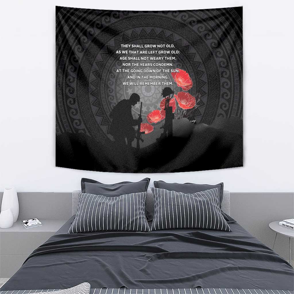 Cook Islands ANZAC Day Tapestry Soldier Silhouette Remembrance LT05 - Polynesian Pride