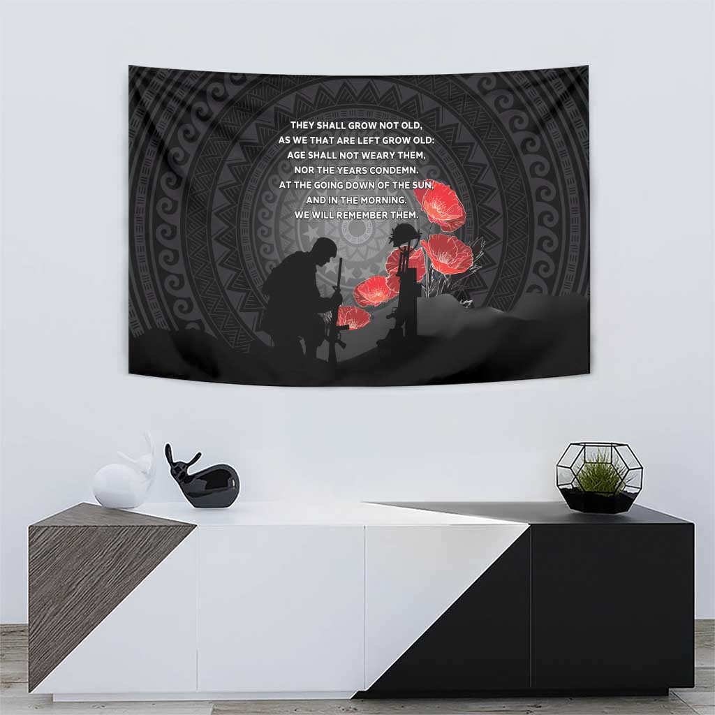 Cook Islands ANZAC Day Tapestry Soldier Silhouette Remembrance LT05 - Polynesian Pride