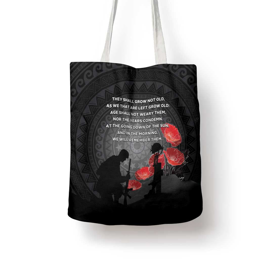 Cook Islands ANZAC Day Tote Bag Soldier Silhouette Remembrance LT05 - Polynesian Pride