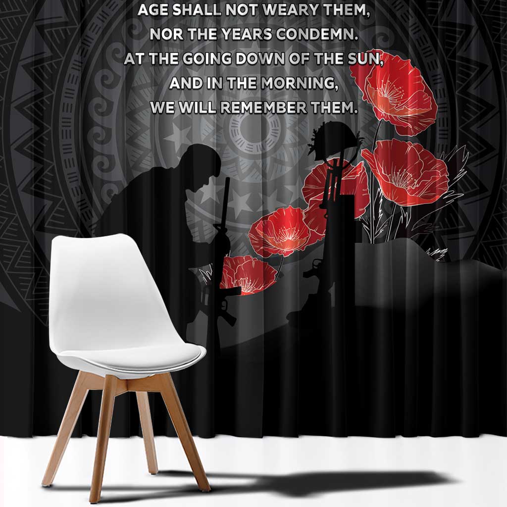 Cook Islands ANZAC Day Window Curtain Soldier Silhouette Remembrance LT05 - Polynesian Pride
