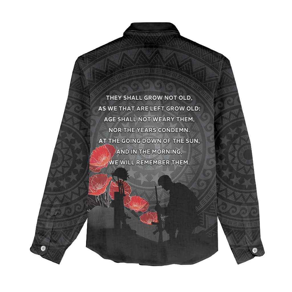 Cook Islands ANZAC Day Women Casual Shirt Soldier Silhouette Remembrance LT05 - Polynesian Pride