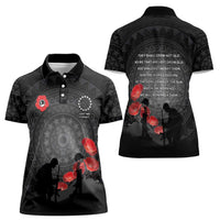 Cook Islands ANZAC Day Women Polo Shirt Soldier Silhouette Remembrance LT05 - Polynesian Pride