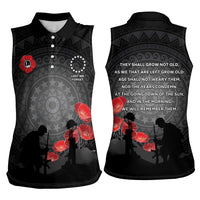 Cook Islands ANZAC Day Women Sleeveless Polo Shirt Soldier Silhouette Remembrance LT05 - Polynesian Pride
