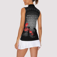 Cook Islands ANZAC Day Women Sleeveless Polo Shirt Soldier Silhouette Remembrance LT05 - Polynesian Pride