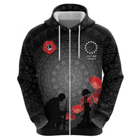 Cook Islands ANZAC Day Zip Hoodie Soldier Silhouette Remembrance LT05 - Polynesian Pride