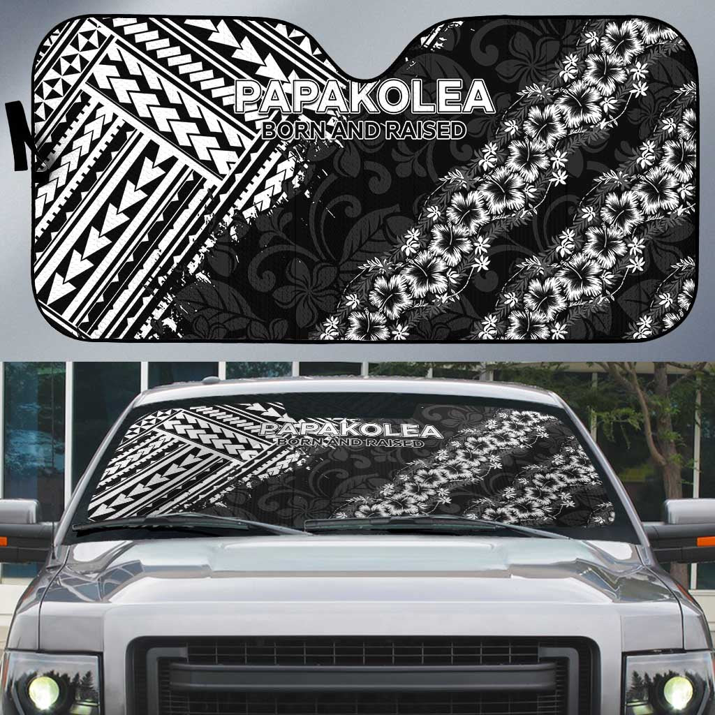 Hawaii Papakolea Born And Raised Auto Sun Shade Hawaiian Tribal Pattern LT05 Black - Polynesian Pride