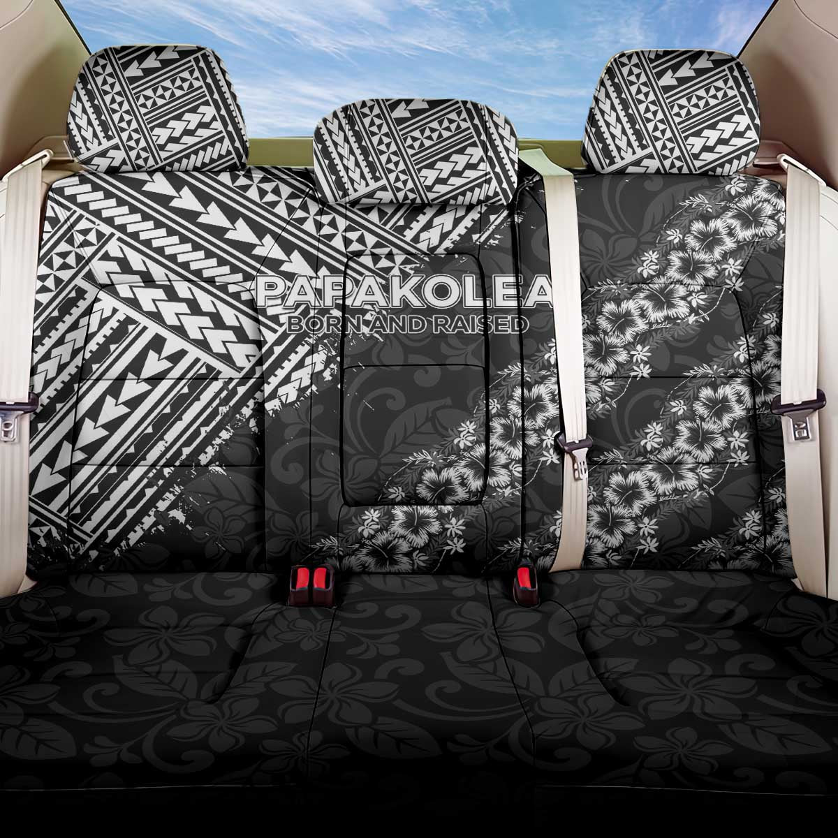 Hawaii Papakolea Born And Raised Back Car Seat Cover Hawaiian Tribal Pattern