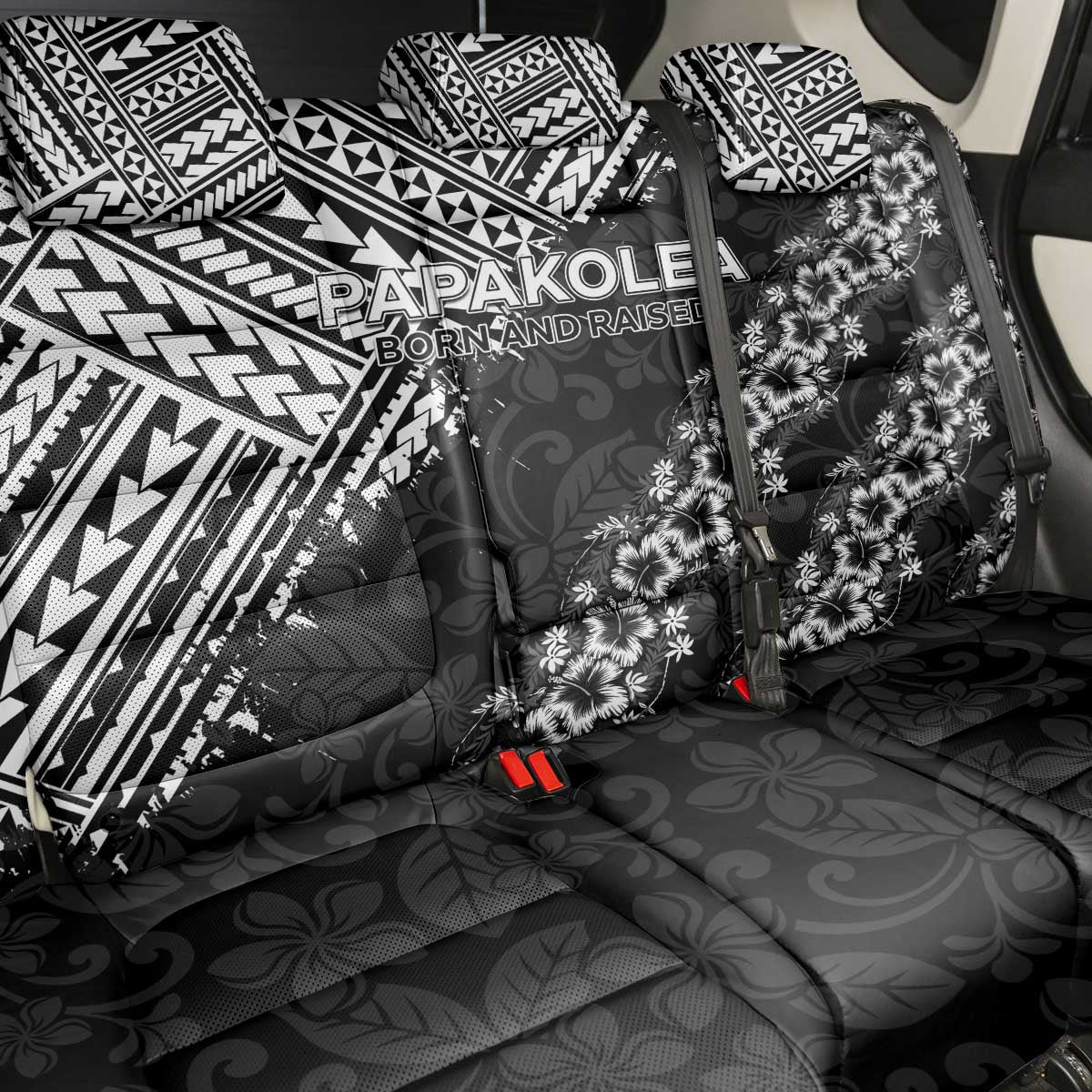 Hawaii Papakolea Born And Raised Back Car Seat Cover Hawaiian Tribal Pattern