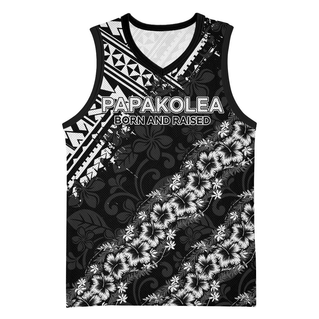Hawaii Papakolea Born And Raised Basketball Jersey Hawaiian Tribal Pattern LT05 Unisex Black - Polynesian Pride