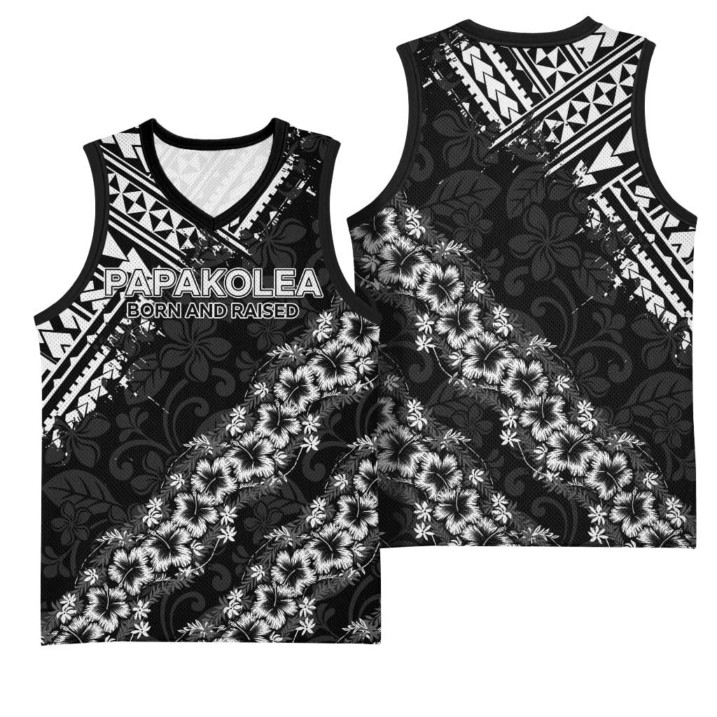 Hawaii Papakolea Born And Raised Basketball Jersey Hawaiian Tribal Pattern LT05 - Polynesian Pride