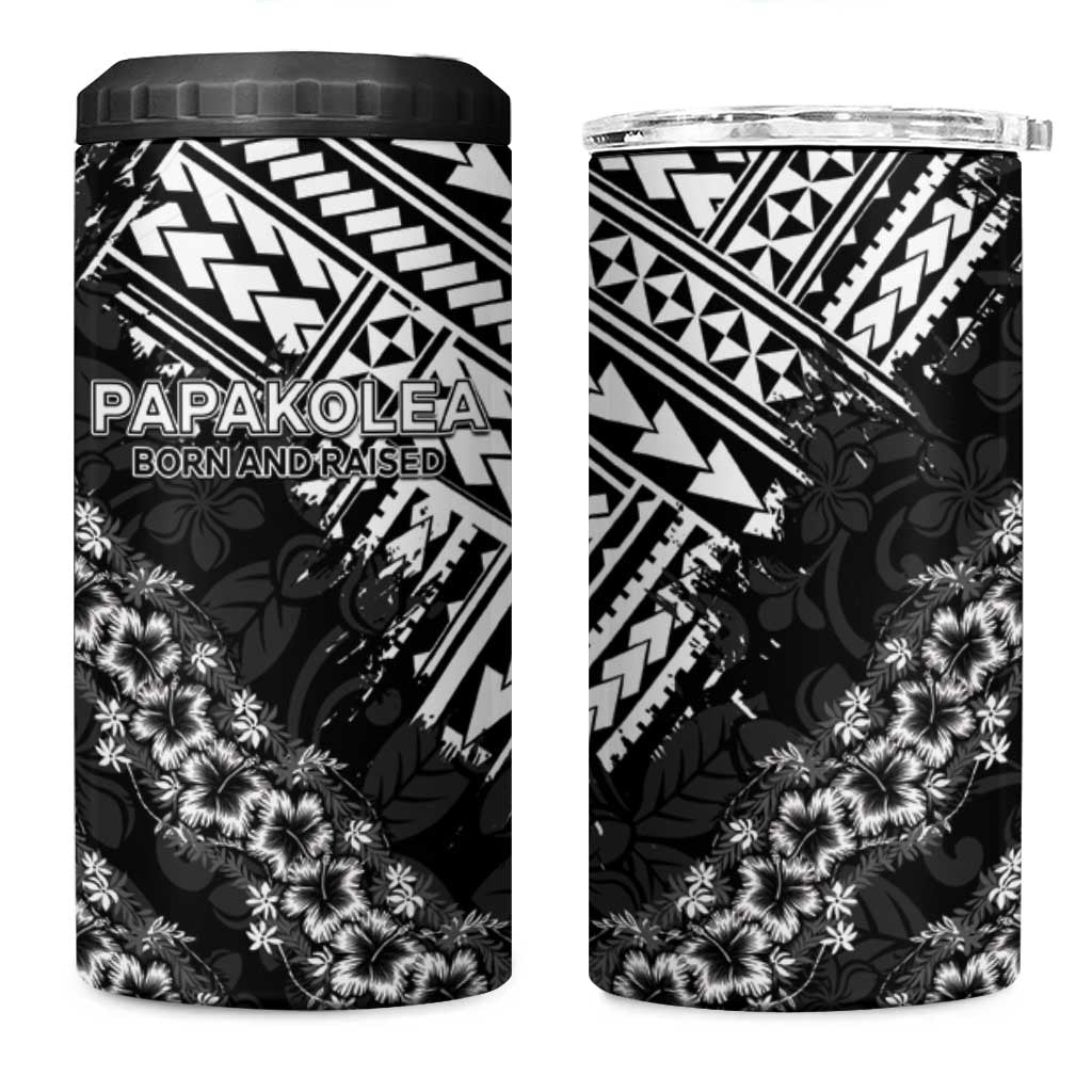 Hawaii Papakolea Born And Raised 4 in 1 Can Cooler Tumbler Hawaiian Tribal Pattern LT05 One Size: 16 oz Black - Polynesian Pride